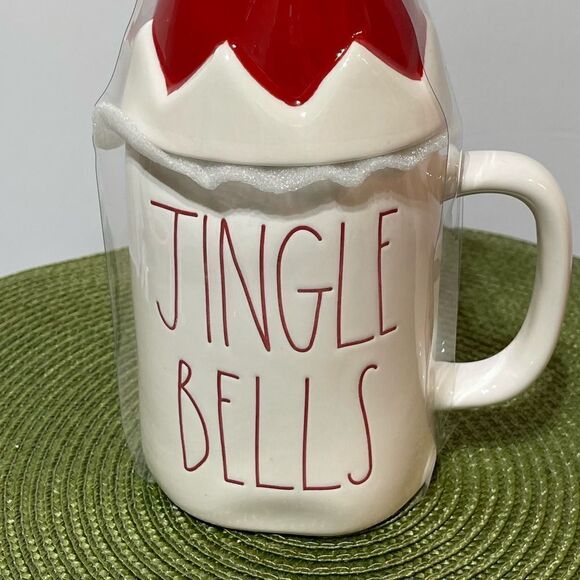 Rae Dunn Jingle Bells Mug with Topper NWT - Picture 5 of 7